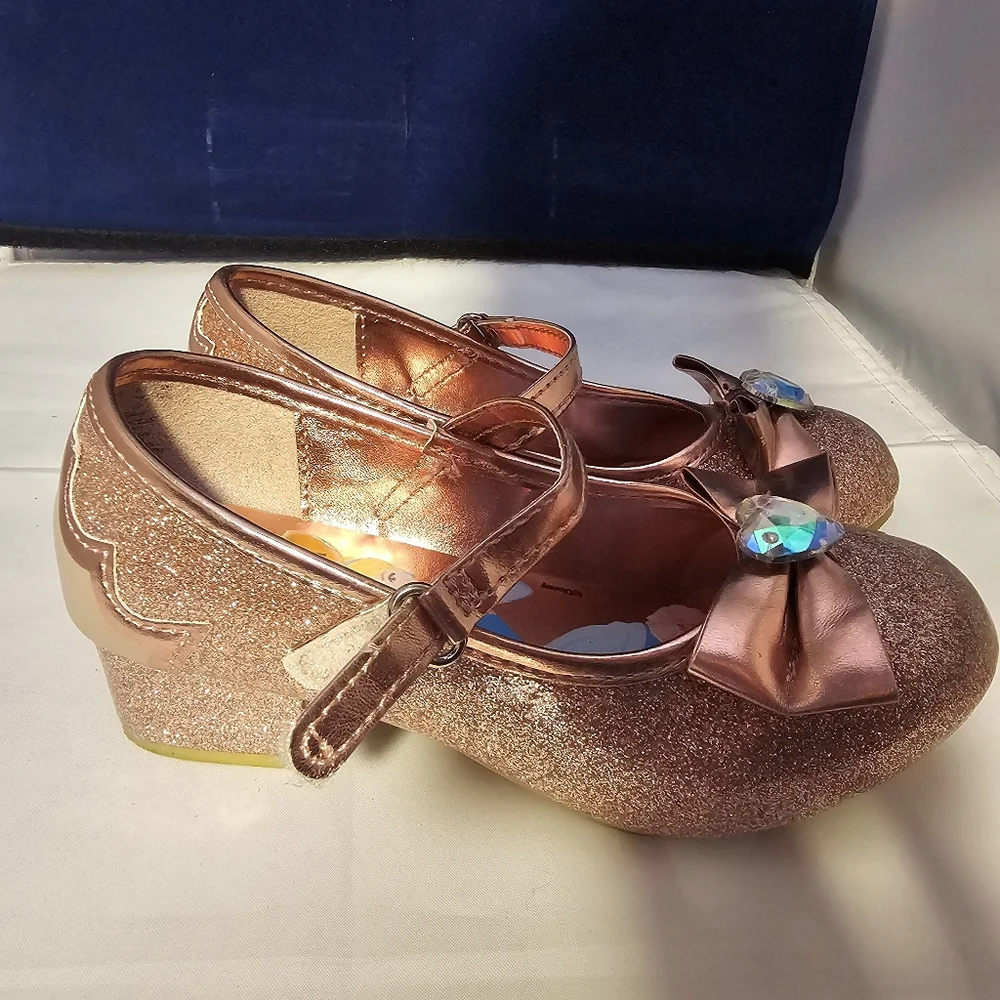 Disney Princess Glittery Rose Gold Dress Shoes SZ 11 toddler